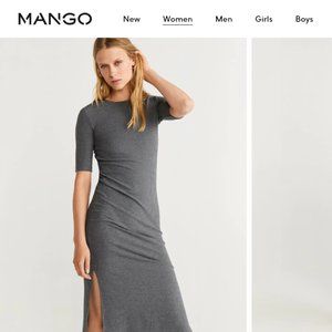mango ribbed sweater gray dress